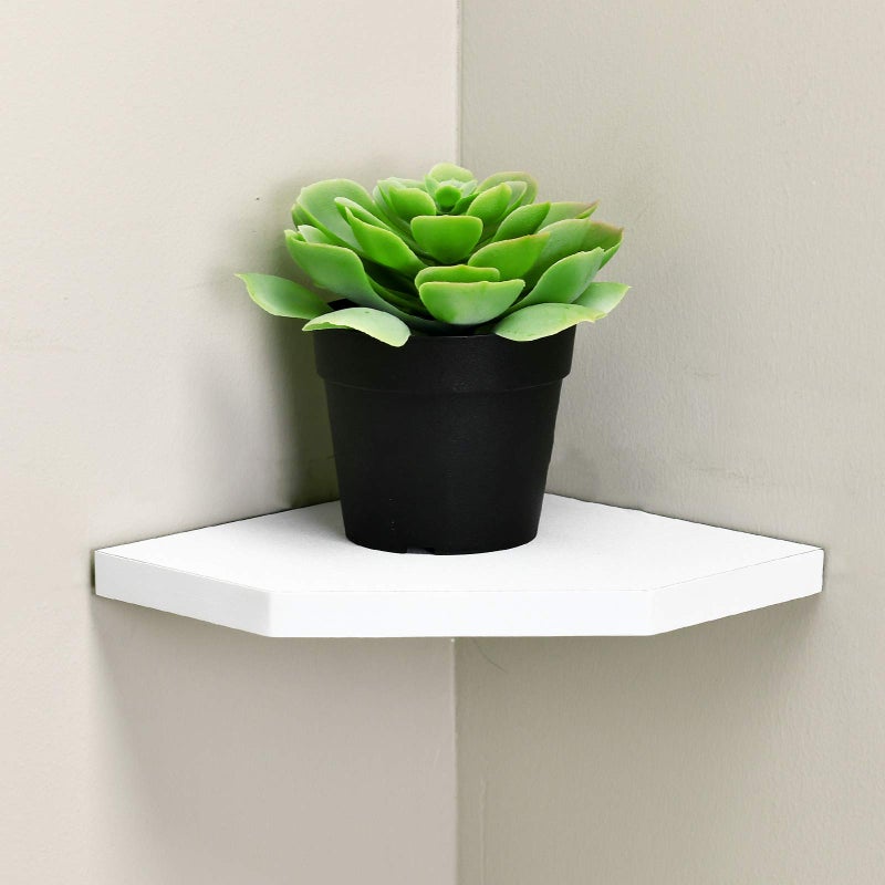 WELLAND 7-Inch Floating Corner Shelves Set of 2, Wall Mounted Storage Shelf with White Finish for Bedroom, Living Room, Bathroom, Display Shelf for Small Plant, Photo Frame, Toys and More - Image 2